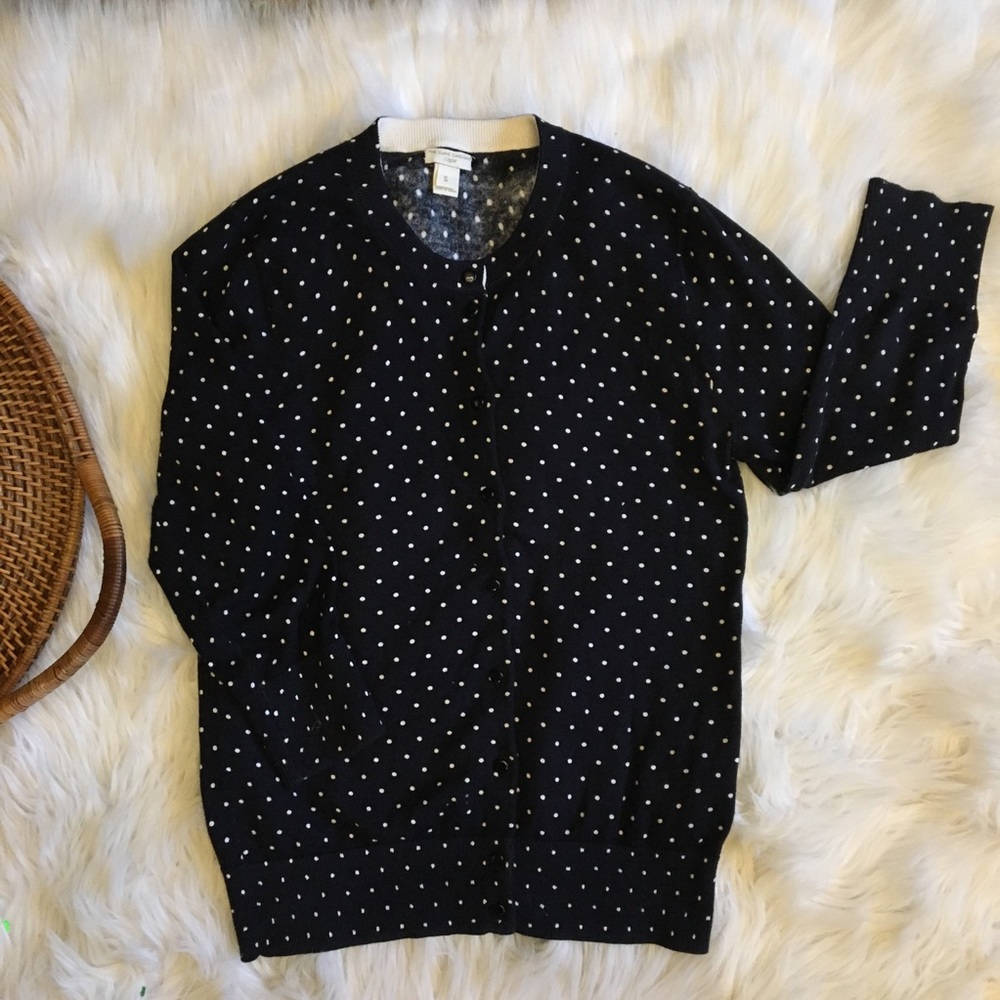 J. CREW Navy/White Polka Dot Sweater - Picture 4 of 4
